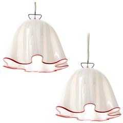 Two Kalmar Handkerchief Fazzoletto Pendant Lights, Murano Glass Chrome, 1970 8