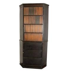 English Corner Cupboard with Faux Books Panels, circa 1840 12