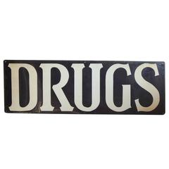 1930s American Enamel Sign DRUGS