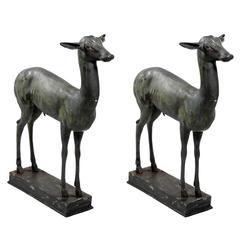 Pair of Pompeian-Style Bronze Deer Sculpture