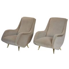 Fine Italian Lounge Chairs Manufactured by ISA,  Milano, Italy 1950's