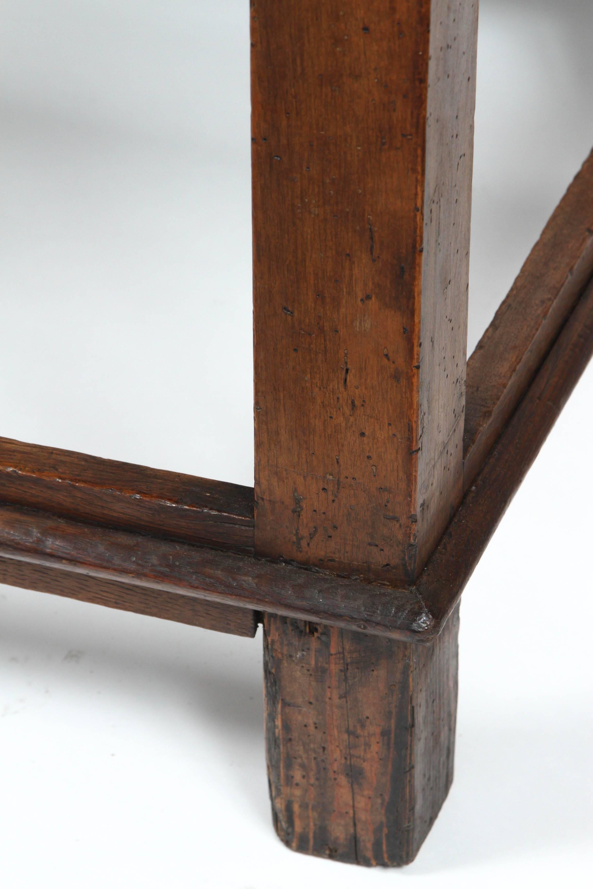 An 18th Century Spanish Walnut Stretchered Table with Drawers, circa 1770 In Excellent Condition In Los Angeles, CA