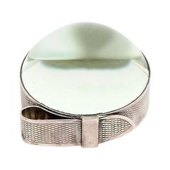 Silver Mounted Hermès Belt Buckle Paperweight Magnifier