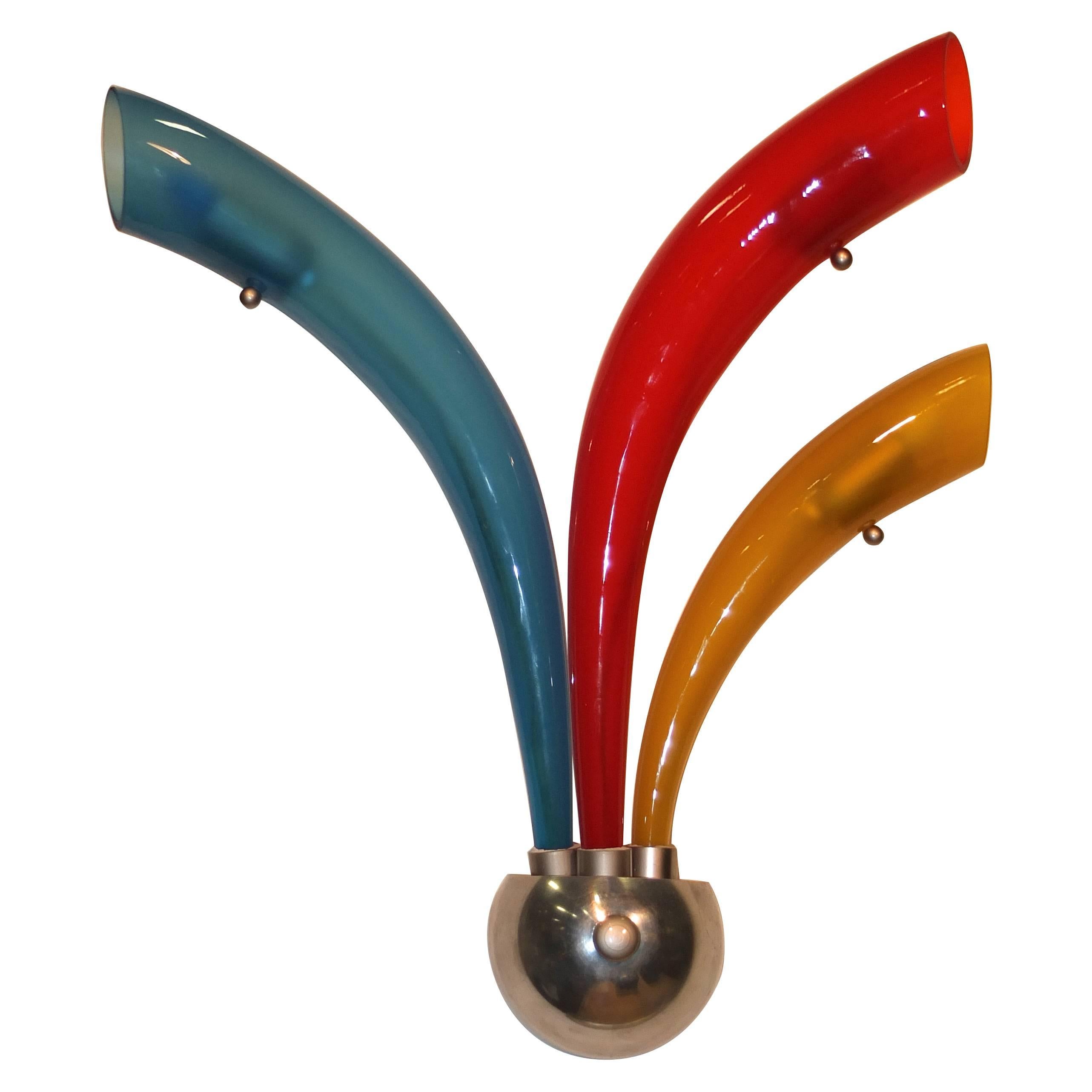 C.V.M. Post-Modern Tri-Color Murano Glass Wall Lamp