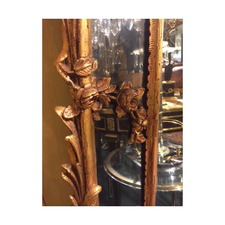 Wood Large palace size Louis XV Style Gilt wood Pier Mantel Mirror