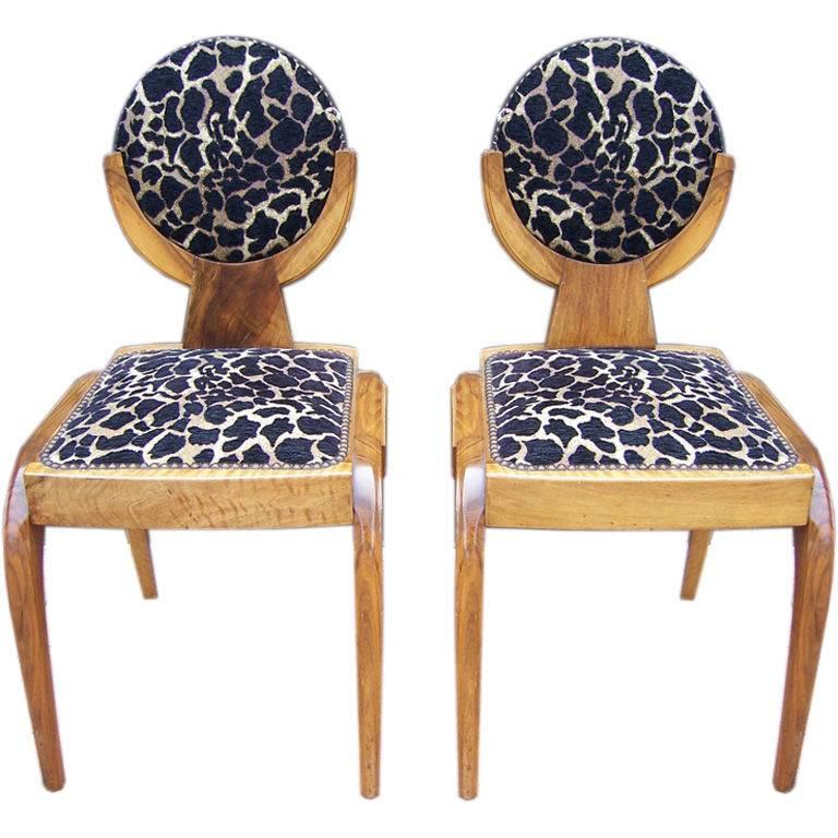 Extraordinary and Rare Austrian Deco Side Chairs - TWO pairs available For Sale