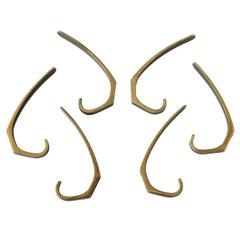 Set of Six Bronze Coat Hooks