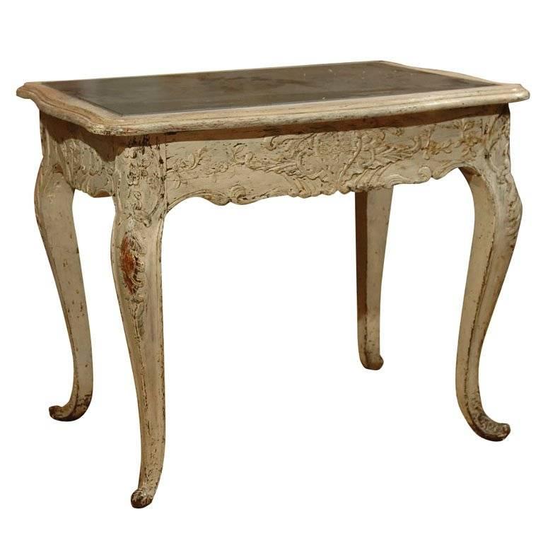 French Low Table with Slate Top and Cabriole Legs