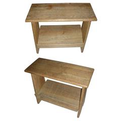 1950s Pair of Nightstands in Solid Oak by Guillerme et Chambron