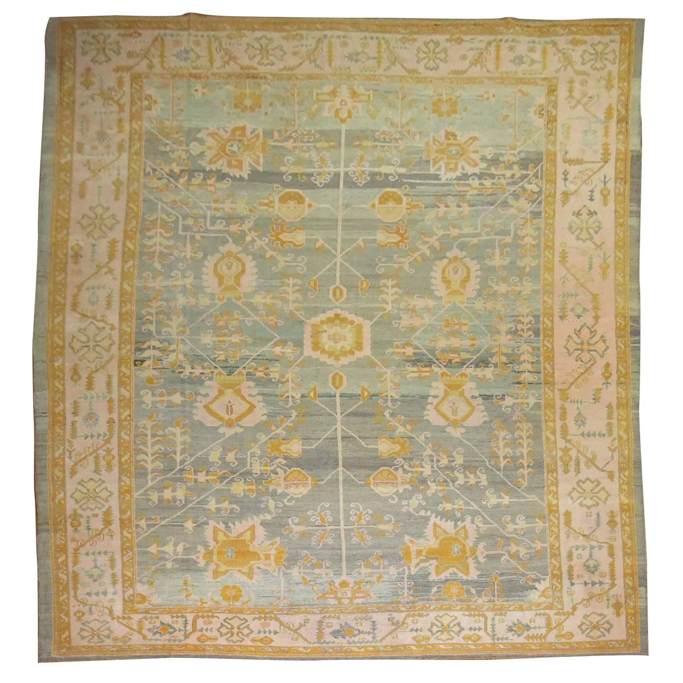 Antique Turkish Oushak Decorative Rug For Sale