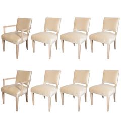 Eight Dining Chairs in White Oak for Schmieg & Kotzian by Dorothy Draper