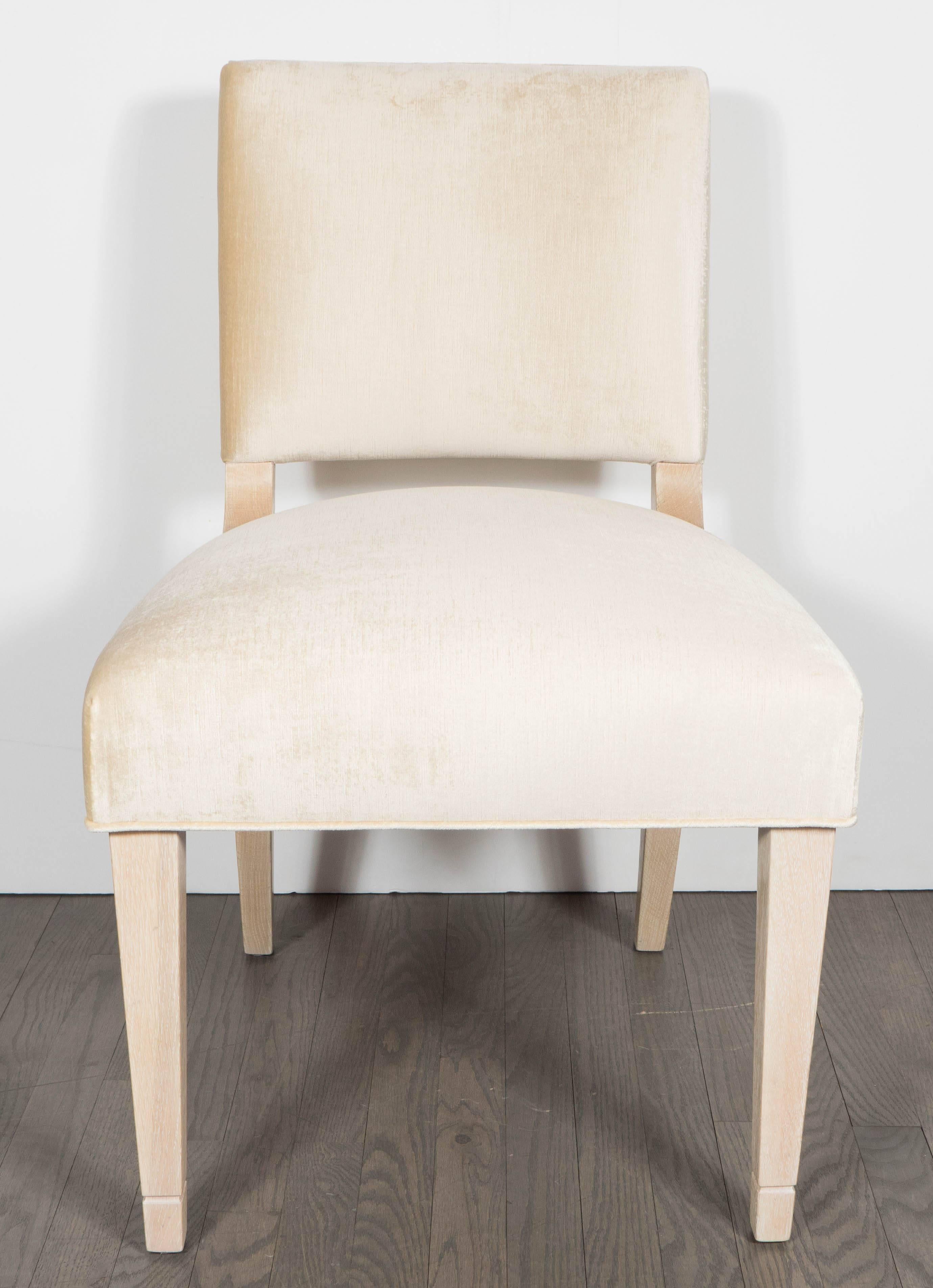 Eight Dining Chairs in White Oak for Schmieg & Kotzian by Dorothy Draper 2