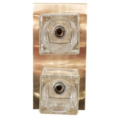 Peill & Putzler Glass Cube Wall Sconce on Brass