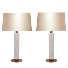 Pair of Modern Rock Crystal Quartz Lamps