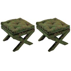 Pr of Mid-Century Modern Newly Upholstered Billy Baldwin "X" Benches 5