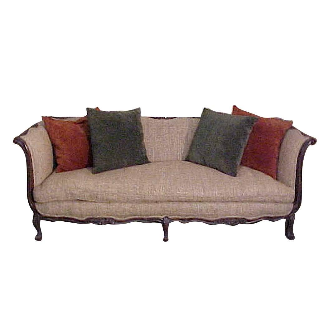 Walnut Sofa Tussah Silk Upholstery with Provenance For Sale