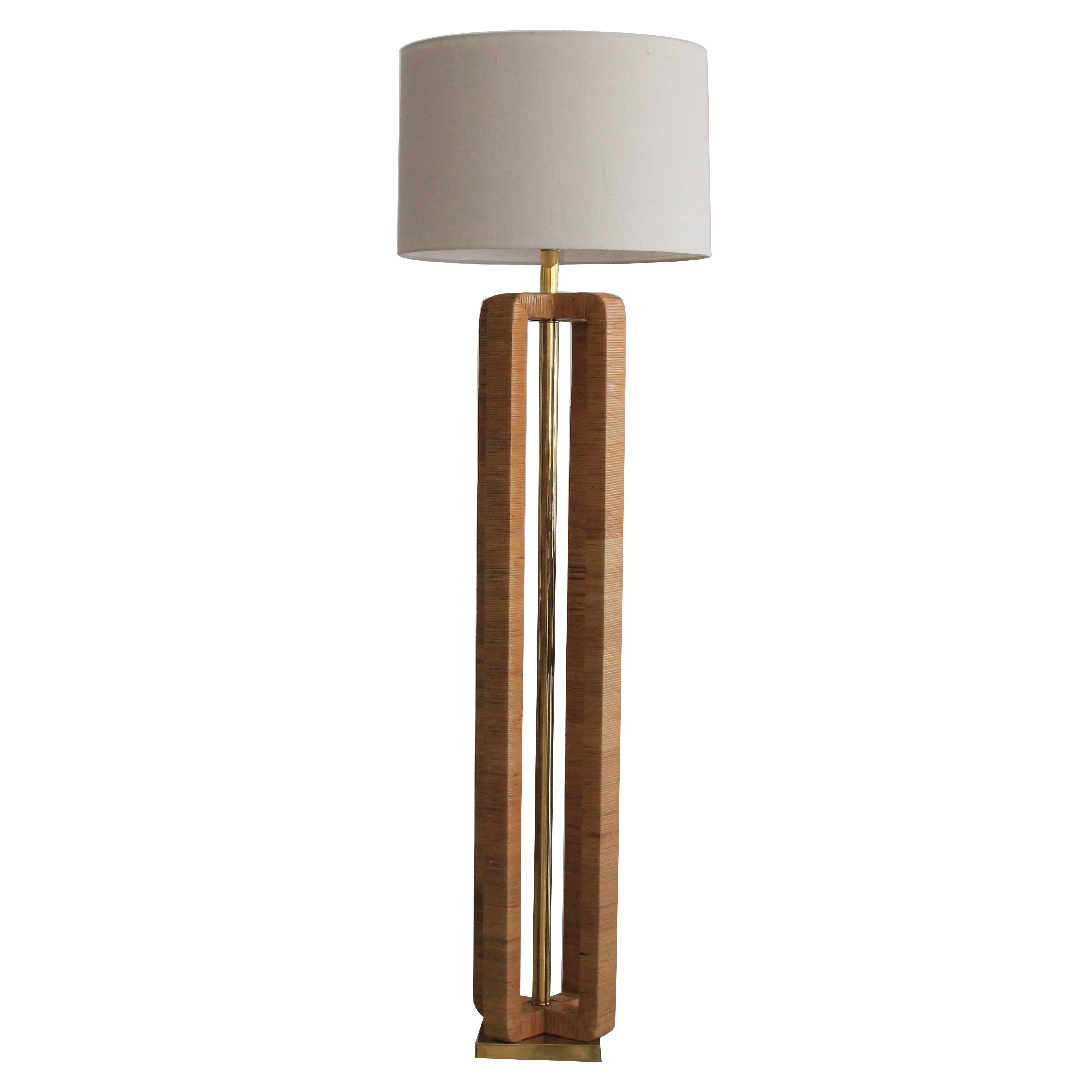 George Kovacs Rattan Floor Lamp