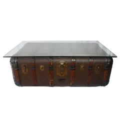 Antique Steamer Trunk Coffee Table/Side Table, circa 1900