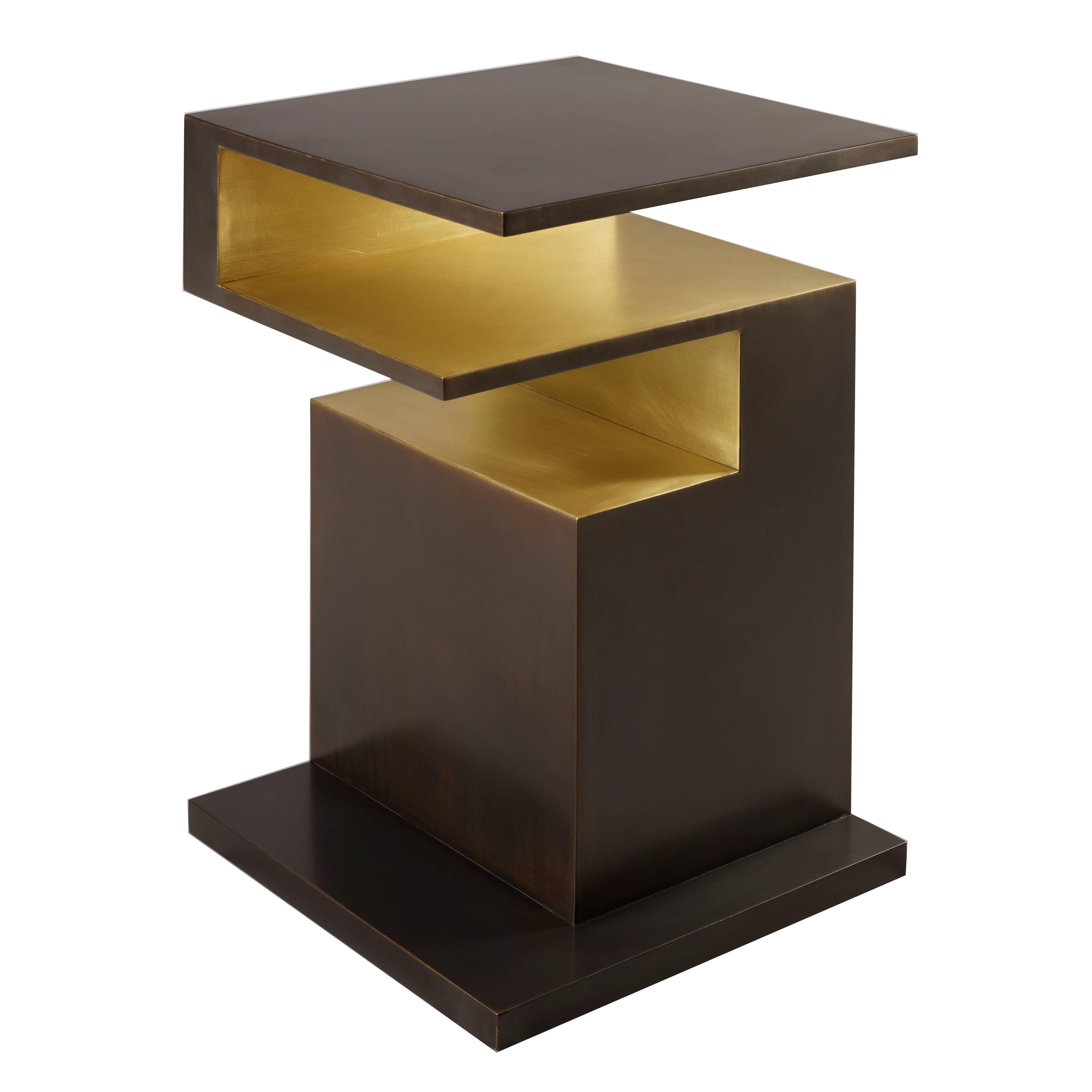 ‘XiangSheng II' Side Table in Bronze with an Intense Brown Patina by Studio MVW 