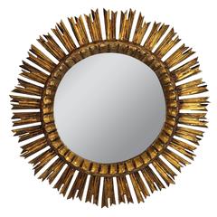 French Carved Giltwood Sunburst Mirror, 1930s 3