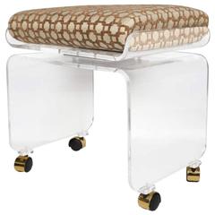 Luxe Lucite Swivel Bench with Waterfall Design by Charles Hollis Jones