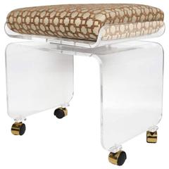 Luxe Lucite Swivel Bench with Waterfall Design by Charles Hollis Jones