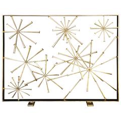 Contemporary 1970s Style Gilded & Blackened Steel Fire Screen by Del Williams