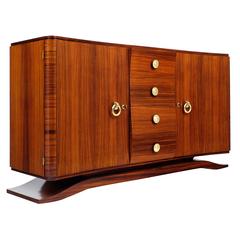 French Art Deco Rosewood Buffet with Brass