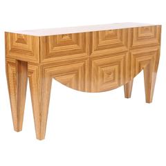 Post Modern Exotic Wood Console Table 9