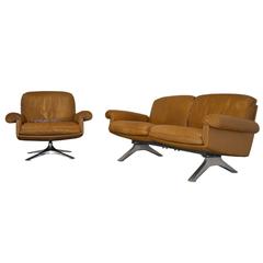 Vintage De Sede DS 31 Two-Seat Sofa with swivel armchair 1970`s 11