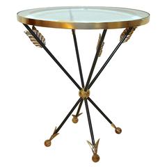 Vintage Striking French Arrow Side Table in the Manner of Poillerat