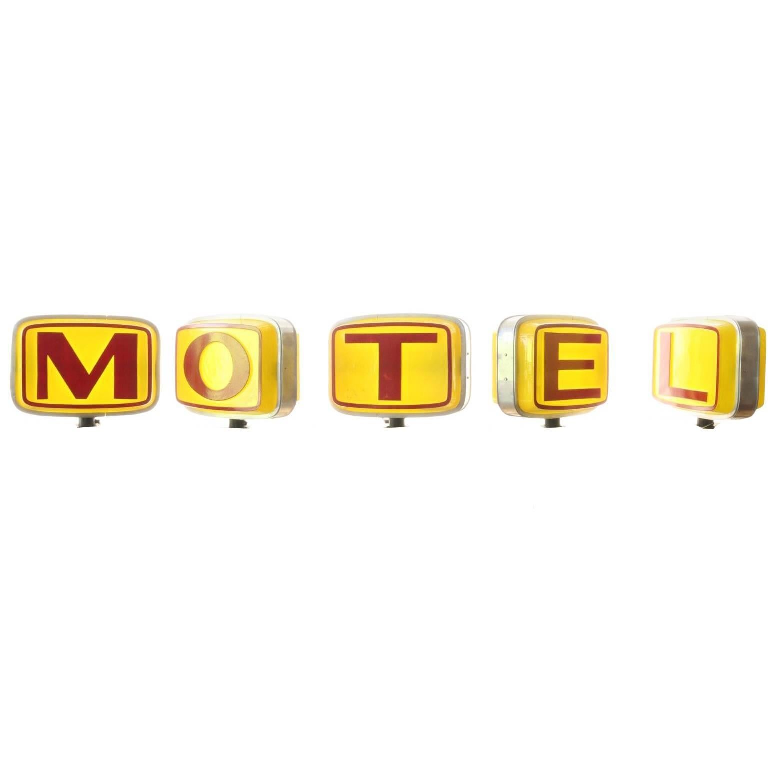 Motel Sign 1970s Indoor Outdoor Double Sided Five-Piece Illuminated