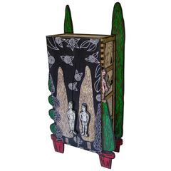 Painter Julian Fualkner Signed Original Artist Built Painted Cabinet, 1996