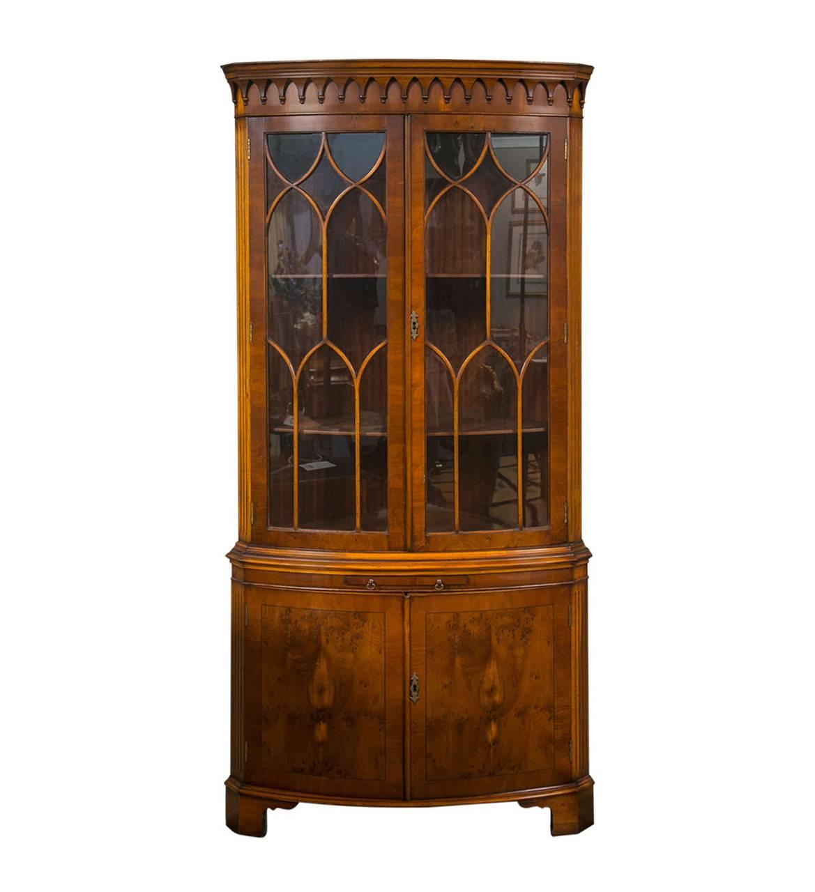 Bevan Funnell Yew Wood Corner Cabinet