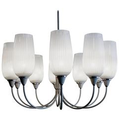 Chandelier in the Style of Stilnovo, Painted with Nickel Plated Accents  