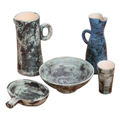 Set of five Ceramic Pcs by Jacques Blin , France, 1950s