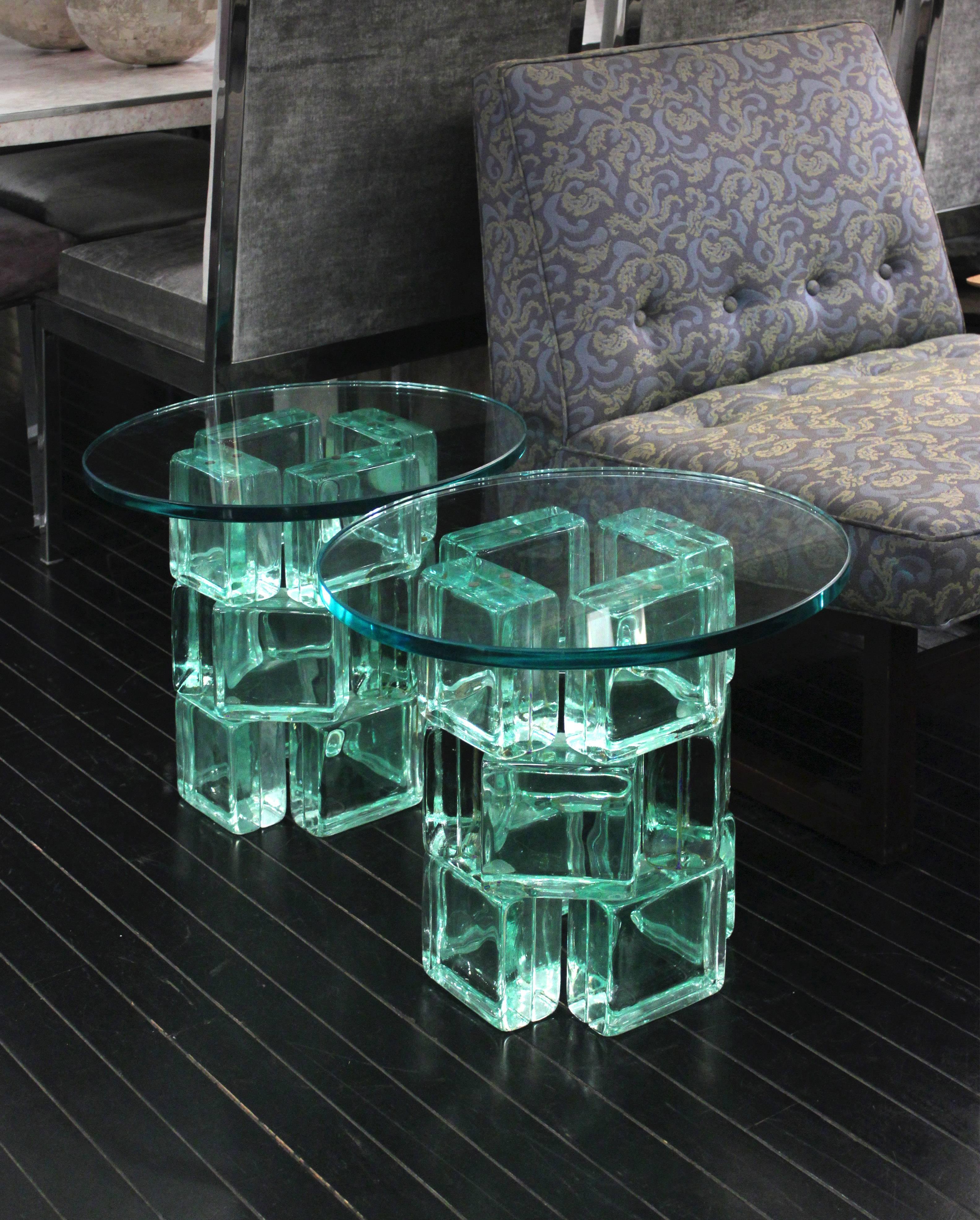 Imperial Imagineering Chic Occasional Table with Solid Glass Blocks 1981 In Good Condition In New York, NY