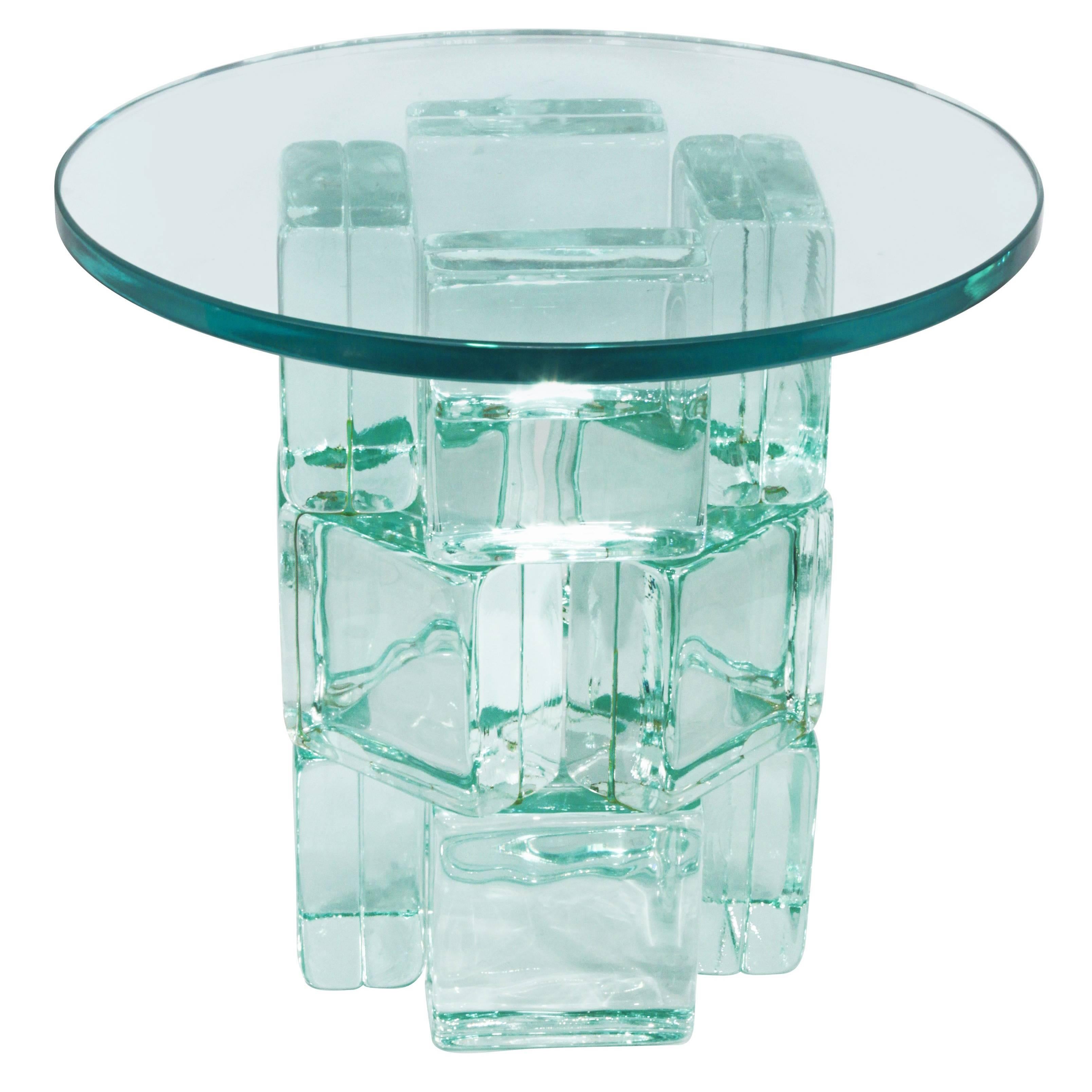 Imperial Imagineering Chic Occasional Table with Solid Glass Blocks 1981