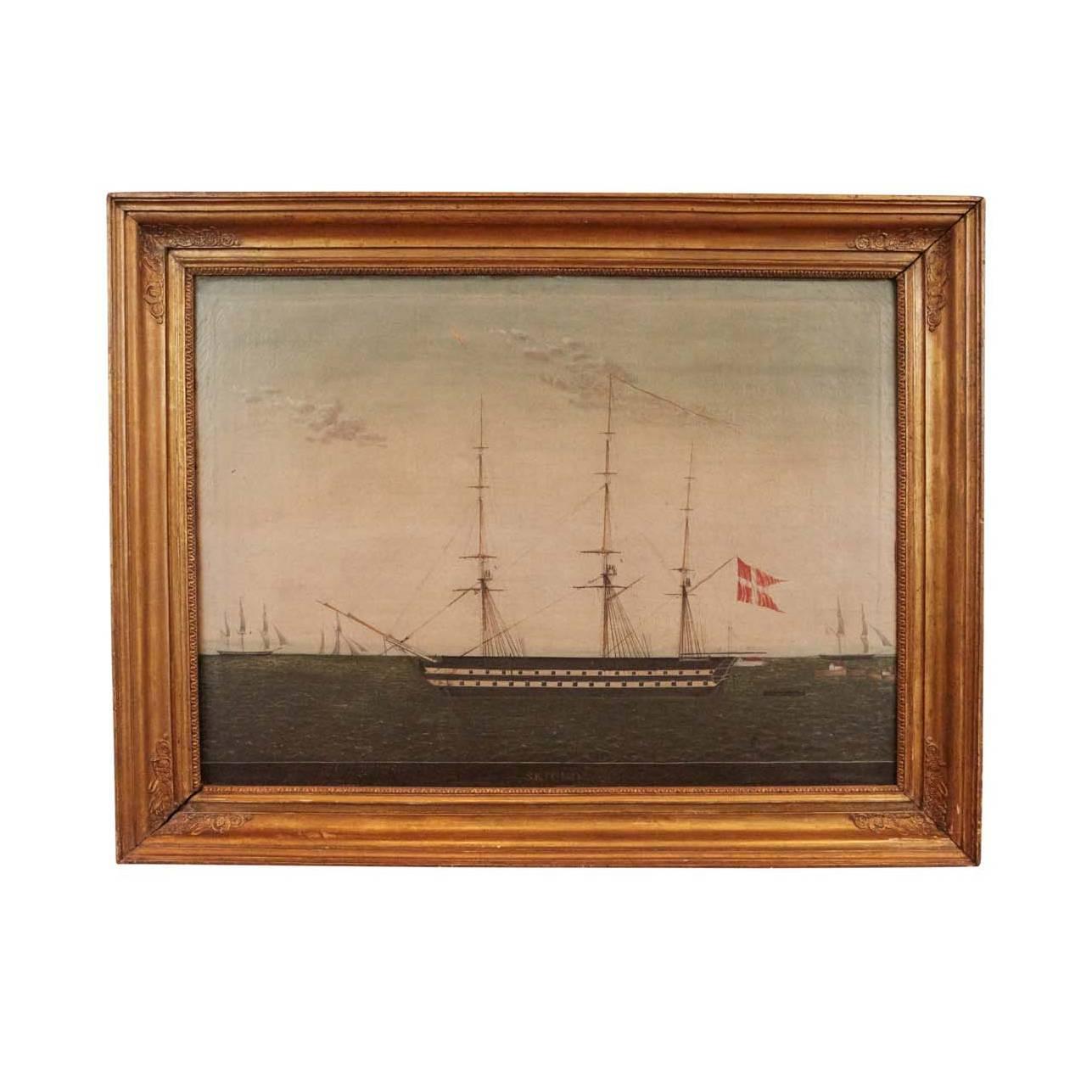 Large Nautical Painting, Sweden, Early 19th Century