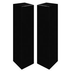 Pair of Pedestals in Solid Thick Cast Black Lucite