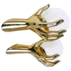 Pair of Maison Arlus Pair of Gold Hands Sconces. 2 pairs Available 