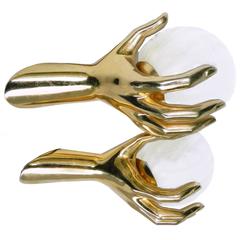 Pair of Maison Arlus Pair of Gold Hands Sconces. 2 pairs Available