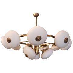 1970s Italian Tiered Round Brass Chandelier with Adjustable Glass 10