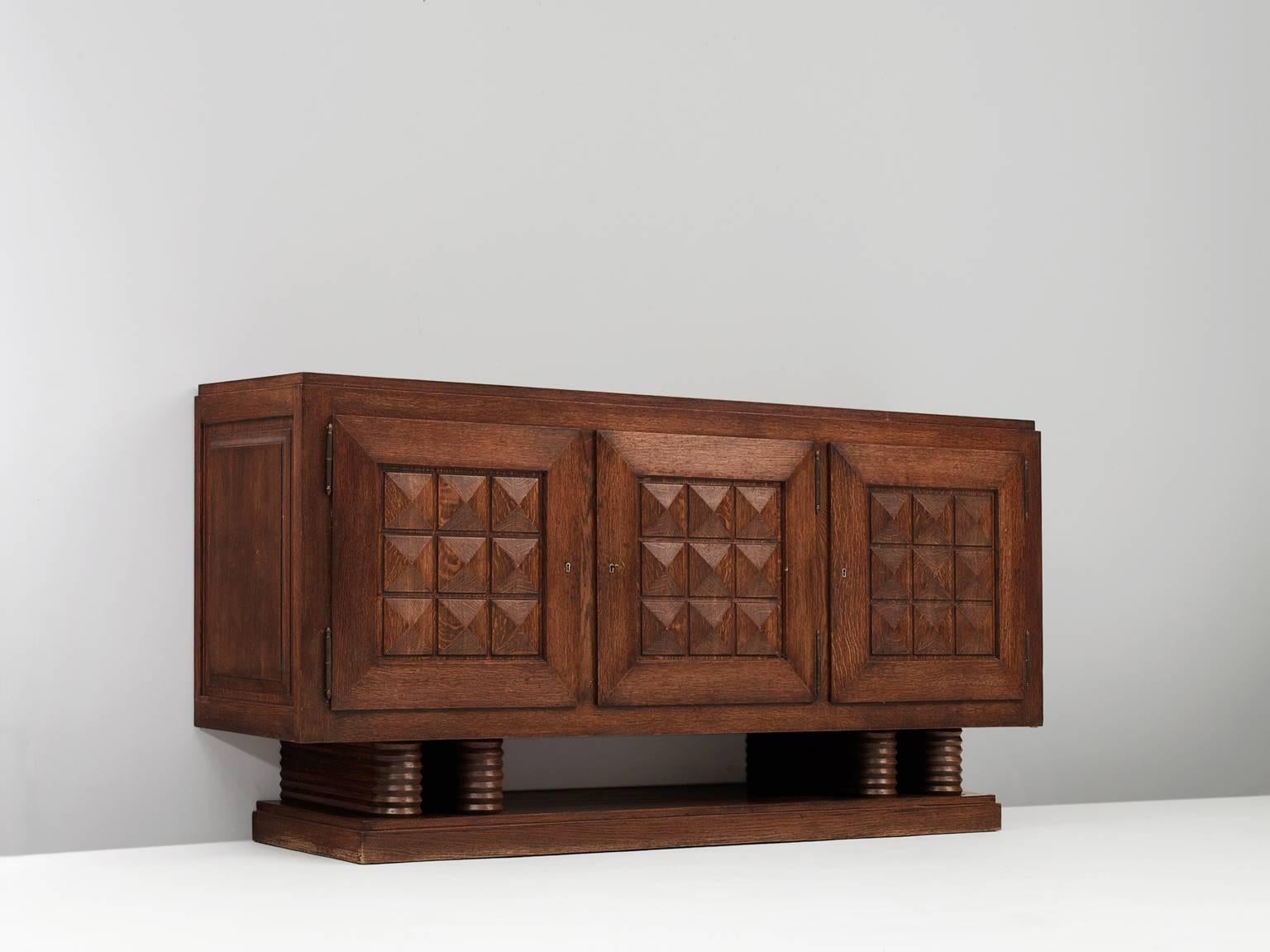 Art Deco Gaston Poisson Credenza in Oak