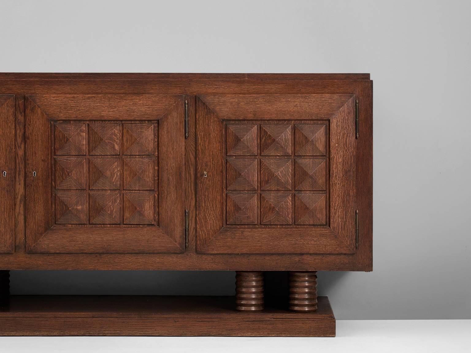 French Gaston Poisson Credenza in Oak
