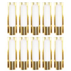 Set of Ten Brass and Opaline Glashütte Limburg Sconces 1