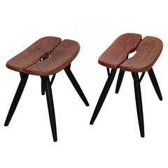 Pair of Ilmari Tapiovaara Pirkka Stools in Vintage Condition for Laukaan Puu