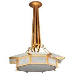 Bronze Finish French Art Deco Pendant 30" Diameter Light 11