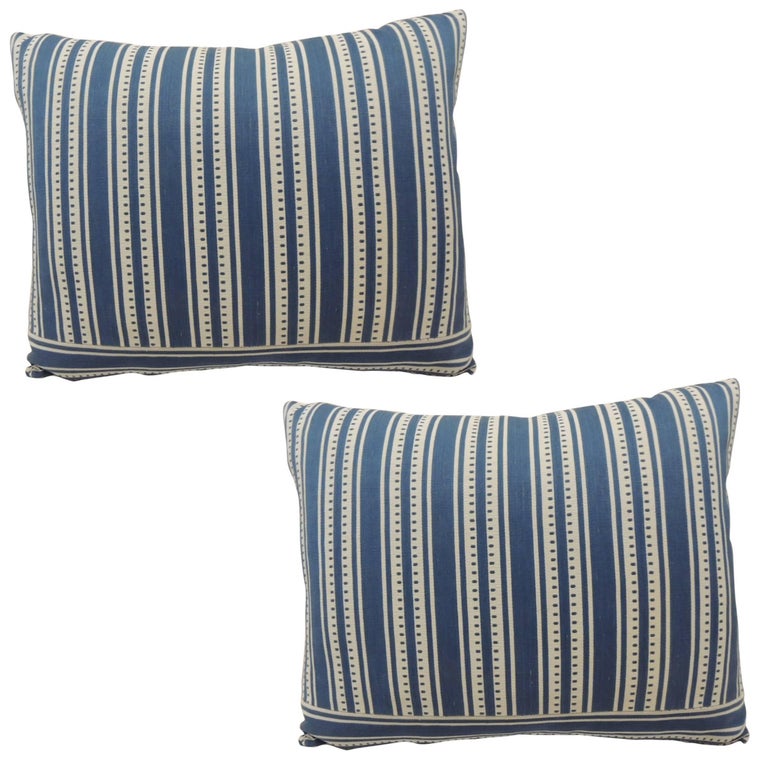 Vintage Blue and White Asian HandBlocked Batik Bolster Pillow at 1stdibs