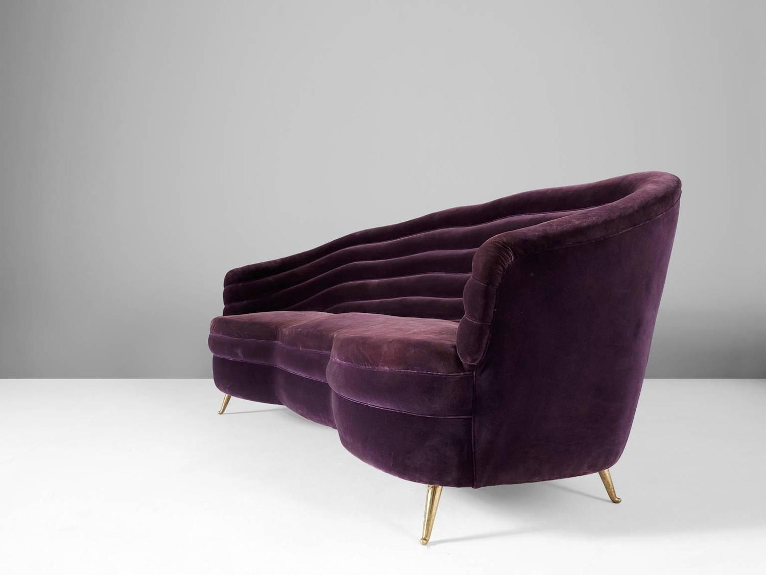 Italian Purple Velvet Sofa For Sale at 1stdibs